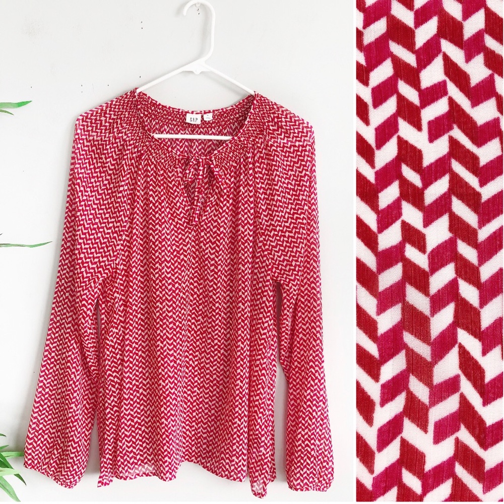 GAP Chevron Tie Neck Blouse